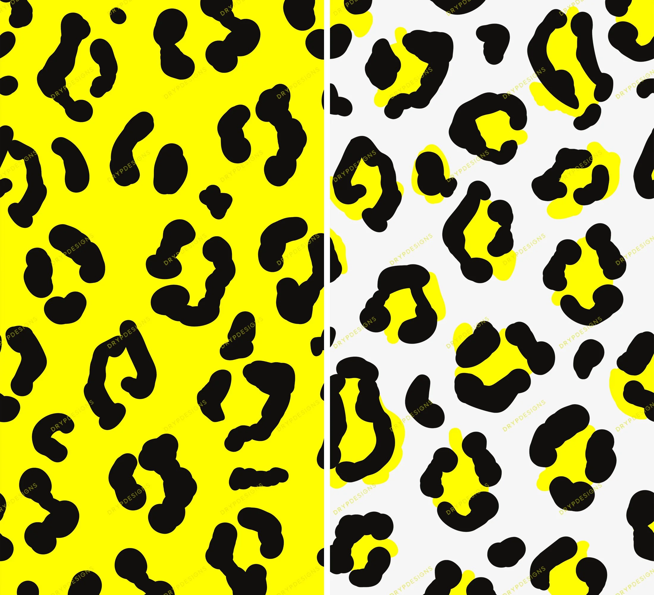 9090 black yellow leopard バラ売り可 Black + Yellow Leopard Print Seamless Pattern — drypdesigns
